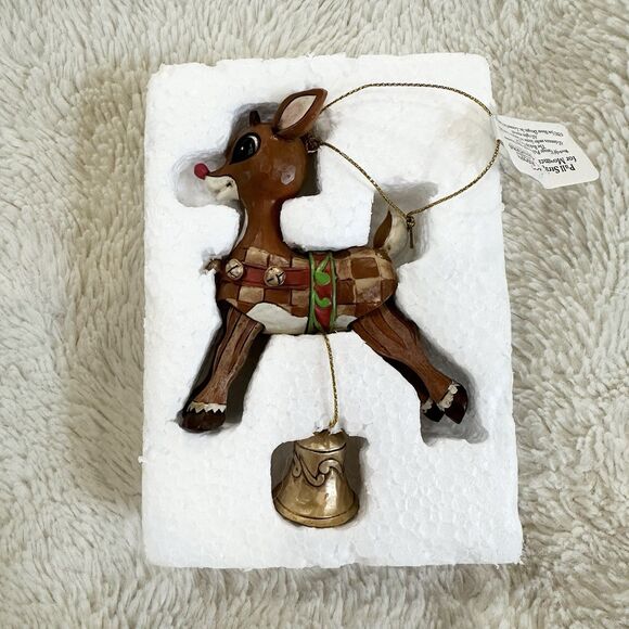 Jim Shore Rudolph Reindeer Vintage Pull String Hanging Christmas Ornament - Picture 1 of 8